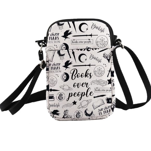 Novel Crossbody Bag Book Series Bookworm Gift Books Over People Book Lover :3 - Picture 1 of 7